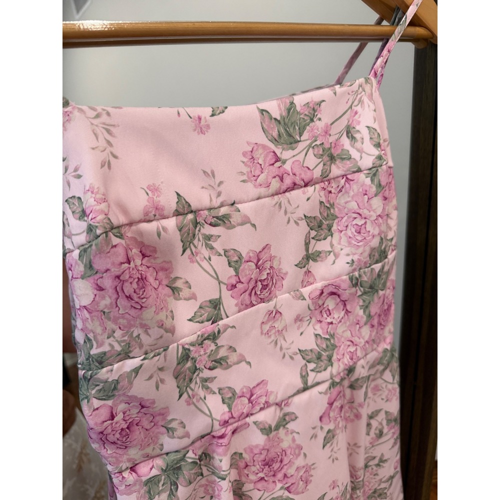 Altar State Pink Floral Print Square Neck Tie Back Mini Dress XS Bow Tie Back - Picture 5 of 9